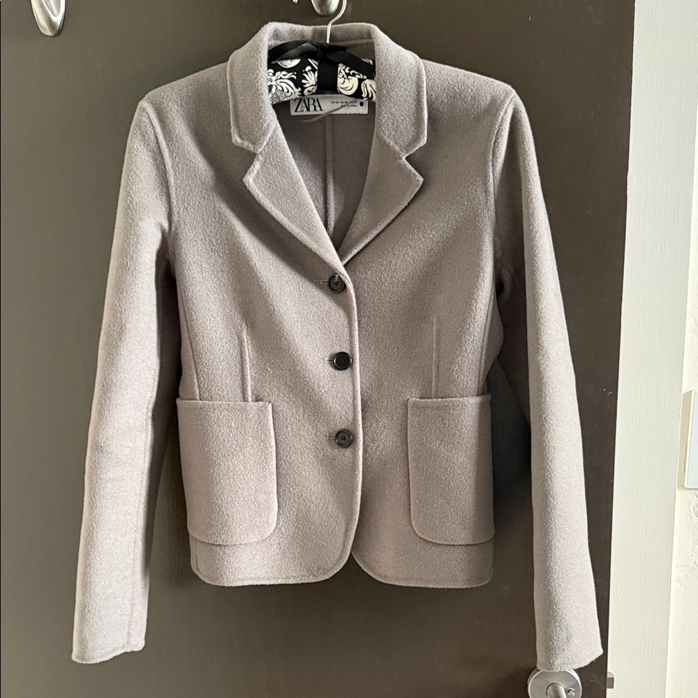 ZARA Light Taupe Women's Single-Breasted Blazer